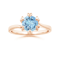 Bypass Round Aquamarine with Heart-Shaped Prongs Engagement Ring
