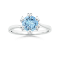 Bypass Round Aquamarine with Heart-Shaped Prongs Engagement Ring