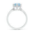 Bypass Round Aquamarine with Heart-Shaped Prongs Engagement Ring