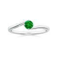 Bypass Round Cut Lab-Created Emerald Solitaire Promise Ring