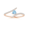 Bypass Trillion Aquamarine with Moissanite Accents Promise Ring
