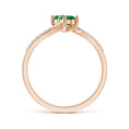 Bypass Two-Stone Round Lab-Created Emerald Promise Ring