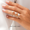 Cathedral Radiant Cut Moissanite Engagement Ring with Hidden Halo