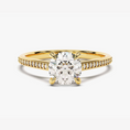 Load image into Gallery viewer, Cathedral Round Cut Moissanite Engagement Ring with Channel Set