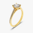 Load image into Gallery viewer, Cathedral Round Cut Moissanite Engagement Ring with Channel Set