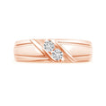 Channel Setting Diagonal Two Round Moissanite Men's Wedding Band-4.5 mm