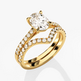 Load image into Gallery viewer, Chevron Pavé Set Oval Moissanite Solitaire Bridal Set
