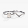 Load image into Gallery viewer, Chevron Pavé Set Oval Moissanite Solitaire Bridal Set