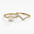 Load image into Gallery viewer, Chevron Pavé Set Oval Moissanite Solitaire Bridal Set