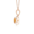 Round Citrine with Moissanite Halo Bale Pendant Necklace