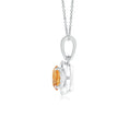 Round Citrine with Moissanite Halo Bale Pendant Necklace