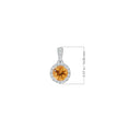 Round Citrine with Moissanite Halo Bale Pendant Necklace