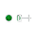 Classic Lab-Created Emerald Bezel-Set Stud Earrings