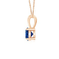 Classic Prong-Set Round Lab-Grown Blue Sapphire Solitaire Pendant Necklace