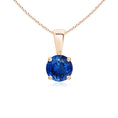 Classic Prong-Set Round Lab-Grown Blue Sapphire Solitaire Pendant Necklace