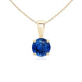 Classic Prong-Set Round Lab-Grown Blue Sapphire Solitaire Pendant Necklace