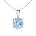 Classic Round Aquamarine Solitaire Pendant Necklace