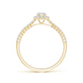 Classic Round Halo Moissanite with Pavé Accents Promise Ring