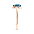 Classic Round London Blue Topaz Halo Moissanite Pavé Accents Engagement Ring