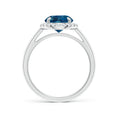 Classic Round London Blue Topaz Halo Moissanite Pavé Accents Engagement Ring