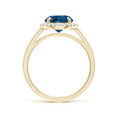 Classic Round London Blue Topaz Halo Moissanite Pavé Accents Engagement Ring