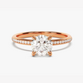 Load image into Gallery viewer, Classic 4-Prong Round Moissanite Engagement Ring with Channel Set Band