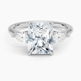 Classic Three Stone Radiant Cut Moissanite Engagement Ring