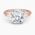 Classic Three Stone Radiant Cut Moissanite Engagement Ring