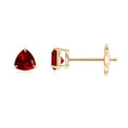 Claw Setting Trillion-Cut Lab-Created Ruby Stud Earrings