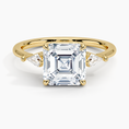 Load image into Gallery viewer, Cometa Asscher Cut Three Stone Moissanite Engagement Ring