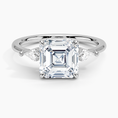 Load image into Gallery viewer, Cometa Asscher Cut Three Stone Moissanite Engagement Ring