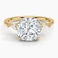 Load image into Gallery viewer, Cometa Cushion Cut Three Stone Moissanite Engagement Ring