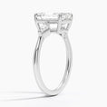 Load image into Gallery viewer, Cometa Emerald Cut Three Stone Moissanite Engagement Ring