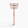 Load image into Gallery viewer, Cometa Emerald Cut Three Stone Moissanite Engagement Ring