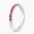 Crimson Bloom Ombre Half Eternity Gemstone Wedding Band-2.0 mm