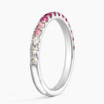 Crimson Bloom Ombre Half Eternity Gemstone Wedding Band-2.0 mm