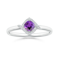 Cushion-Cut Amethyst with Bypass Moissanite Halo Promise Ring