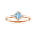 Cushion-Cut Aquamarine with Bypass Moissanite Halo Promise Ring