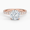 Cushion Cut French Pavé Flush-Fit Moissanite Engagement Ring