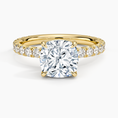 Cushion Cut French Pavé Flush-Fit Moissanite Engagement Ring