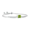 2.5 CT Cushion Cut Peridot Curb Chain Bolo Bracelet