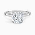 Cushion Cut Petal Prong Solitaire Moissanite Engagement Ring