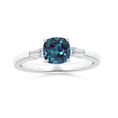 Cushion Lab Alexandrite with Bar-Set Tapered Baguette Moissanite Engagement Ring