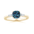 Cushion Lab Alexandrite with Bar-Set Tapered Baguette Moissanite Engagement Ring