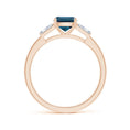 Cushion Lab Alexandrite with Bar-Set Tapered Baguette Moissanite Engagement Ring