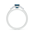 Cushion Lab Alexandrite with Bar-Set Tapered Baguette Moissanite Engagement Ring