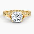 Cushion Moissanite Floral Openwork Cathedral Engagement Ring