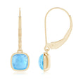 Cushion Swiss Blue Topaz Bezel Drop Earrings with Leverback
