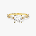 Load image into Gallery viewer, Cushion Cut Moissanite Engagement Ring with Pavé Band