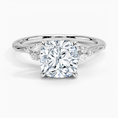 Cushion Cut Floral-Inspired Engagement Ring
